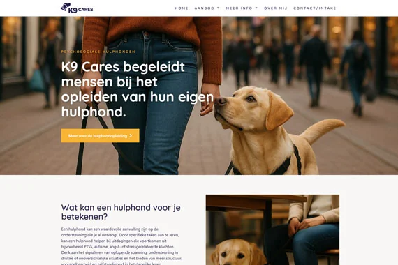 Website of K9 Cares, built on a DigiPaws design