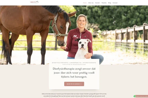 Website of Sabine Ros Dierfysiotherapie, built on a DigiPaws design